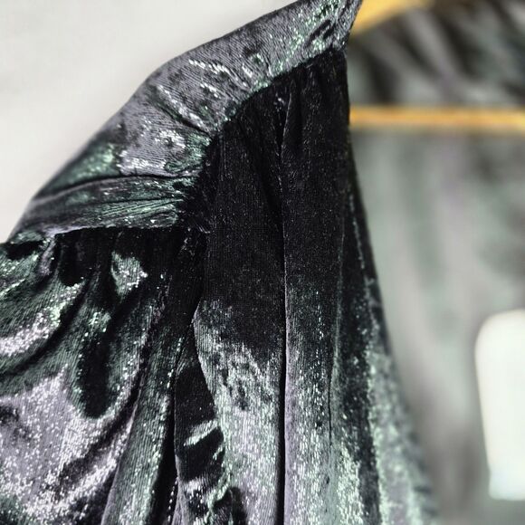 Kendall Kylie Black Sparkle Velvet Ruched Shoulders Party Jacket Size 14 16 NWT - Picture 4 of 16